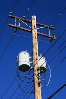 utility pole with transformers